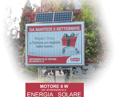 l'ENERGIA SOLARE puo' alimentare il nostro speciale MOTORE A BASSO CONSUMO 6 W