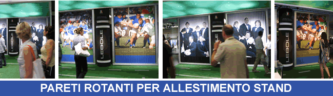 pareti rotanti per allestimento di stand espositivi o di vetrine pubblicitarie