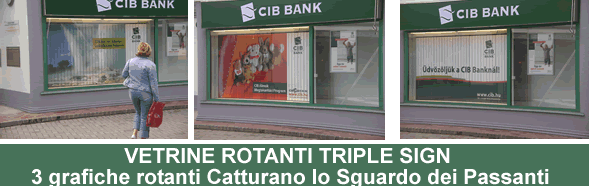 vetrine rotanti per banche e centri commerciali